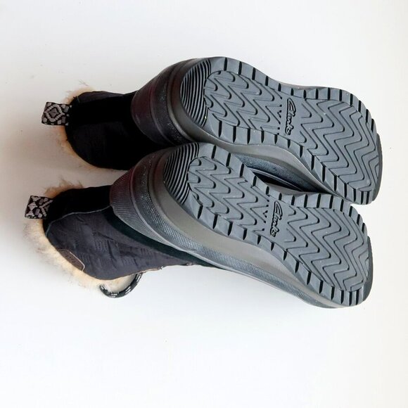 Clarks Suede Leather Nylon Rubber Fur Waterproof Lace-up Winter Rain Boots 7.5 - Picture 14 of 16